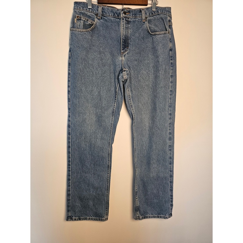 Rugged L.L. Bean Straight Leg Denim Jeans Mens 36x32 Light Blue 100% Cotton